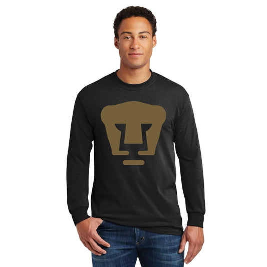 Playera Hombre Pumas Logo Dorado Manga Larga