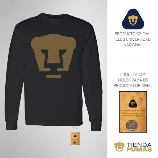 Playera Hombre Pumas Logo Dorado Manga Larga